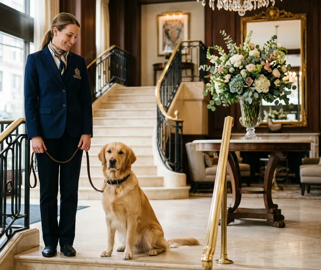 A golden retriever receiving attentive care